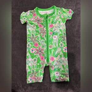 Gigi and Max Green Floral Bamboo Romper